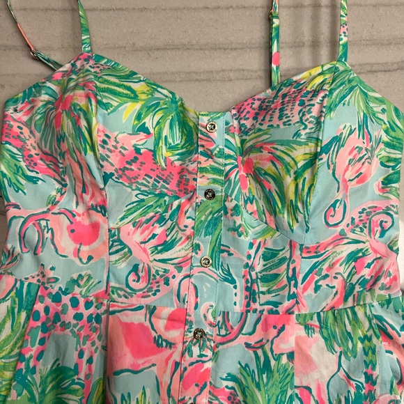 Lily Pulitzer Pink and Green Tropical Dress-size 2 - Picture 2 of 9